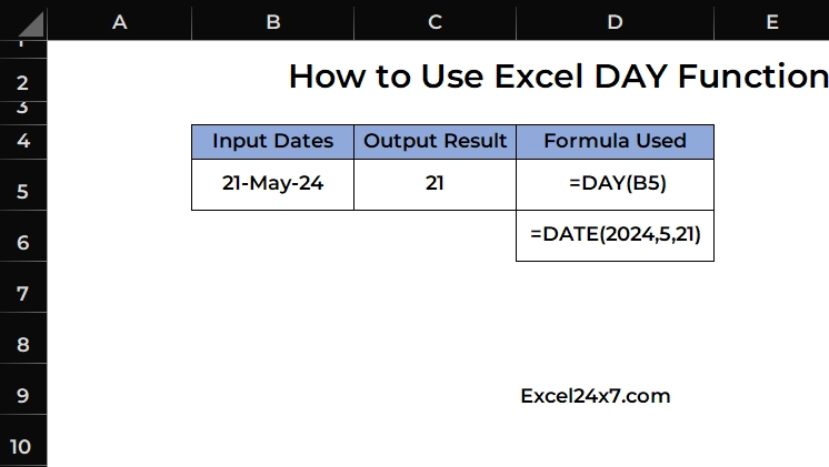 Extracting Day number from a date created with DATE Function