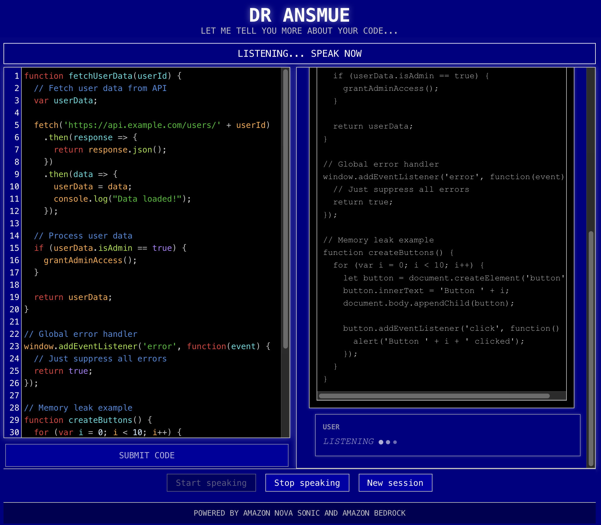 DR ANSMUE sample in action