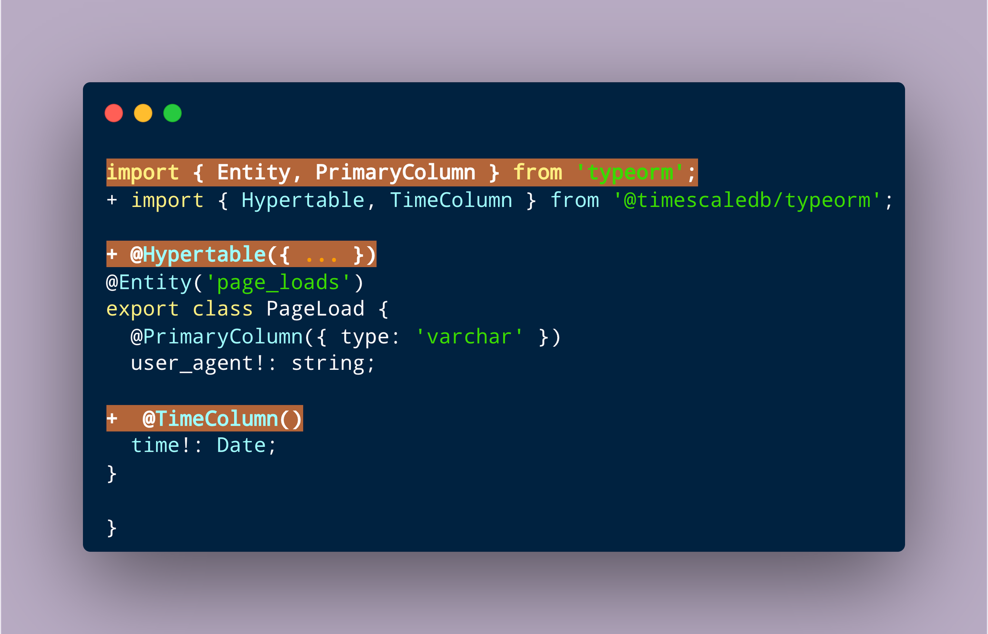 _Copyable code snippet with our custom TypeScript Decorators._