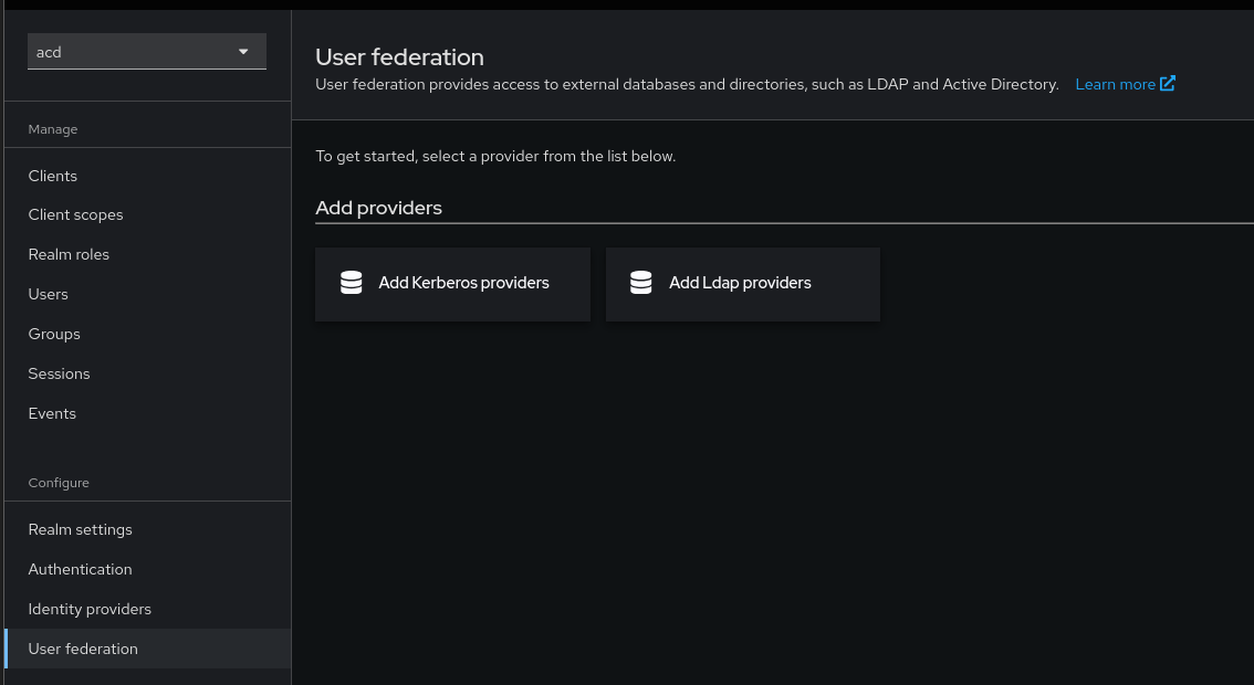 Create user federation provider