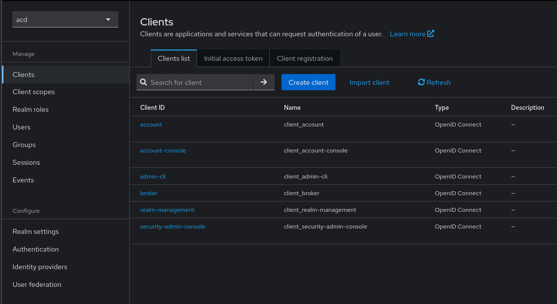 Create OpenID Connect client