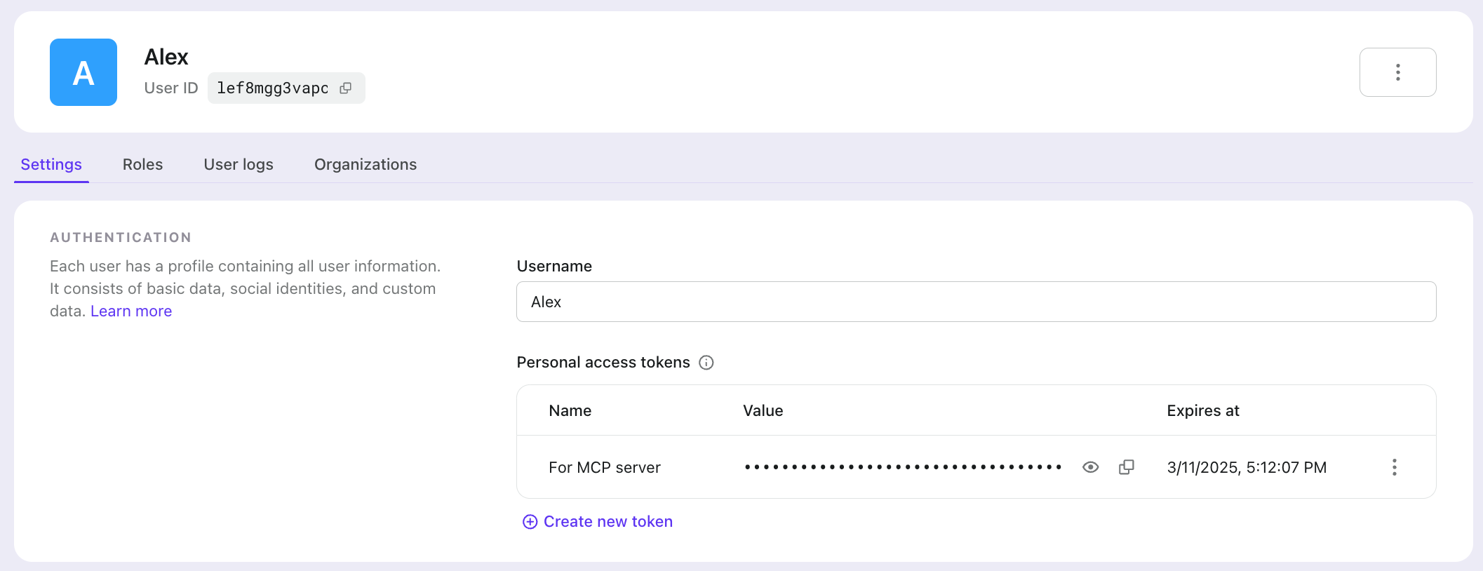 Create Personal Access Token in Logto Console