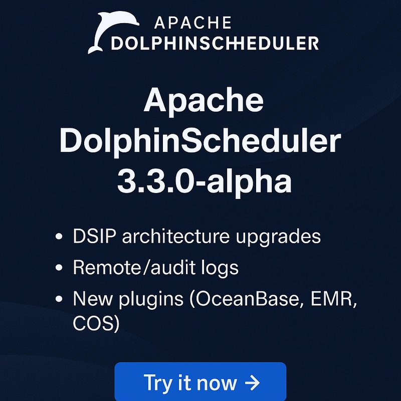 Apache DolphinScheduler 3.3.0 Alpha Released: Major Enhancements and Performance Upgrades!