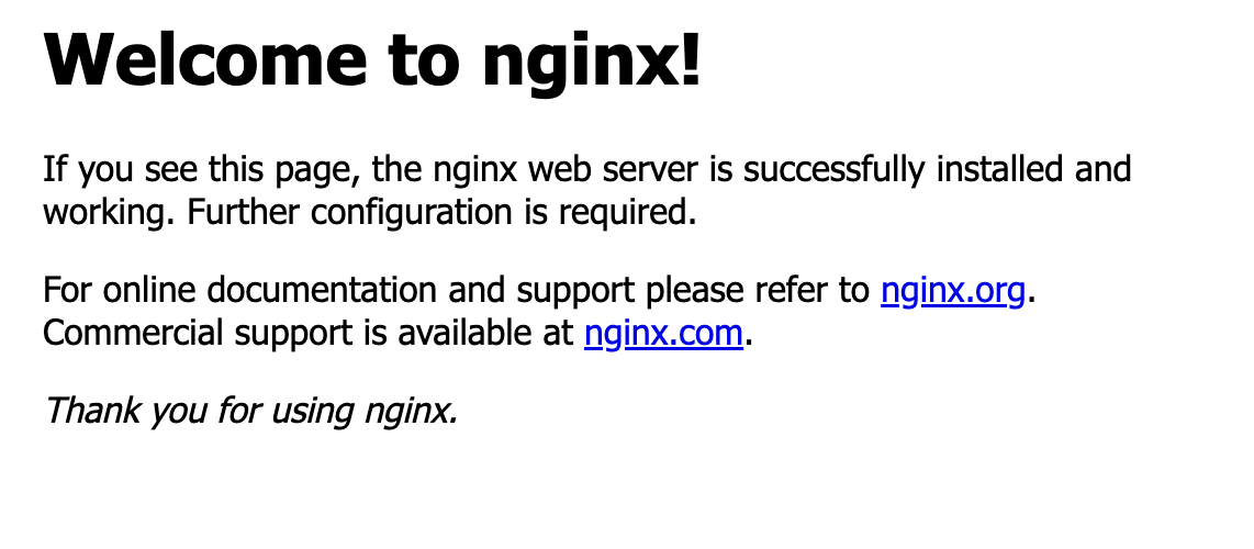 default nginx page