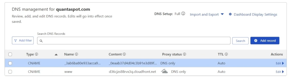 Create CNAME Record in Cloudflare