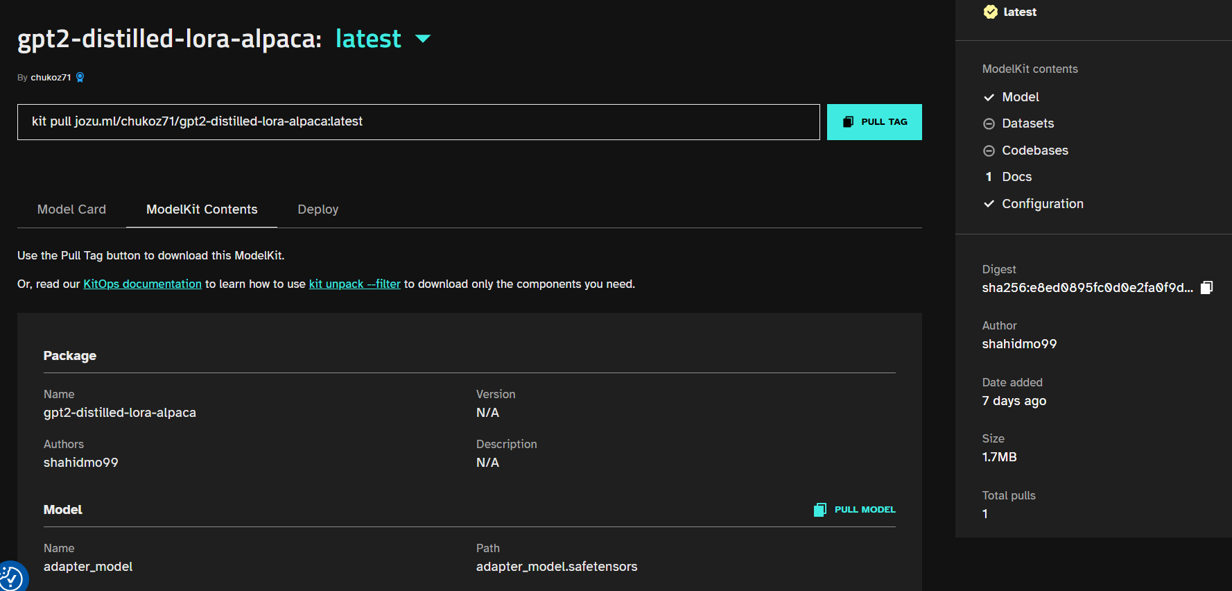 Jozu Hub interface showing Import from Hugging Face option