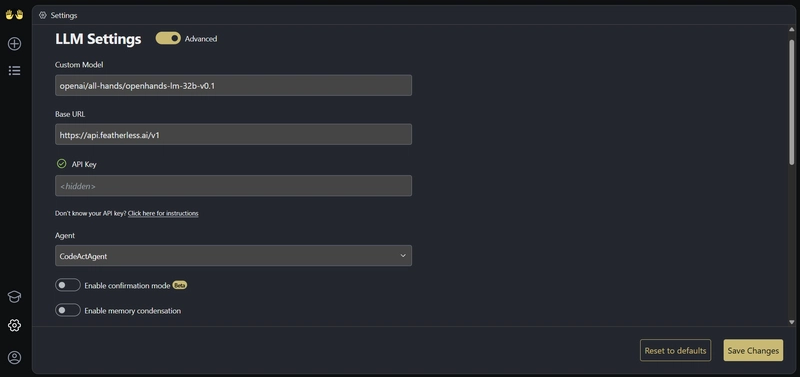 Running OpenHands LM 32B with Featherless.ai: A Practical Guide