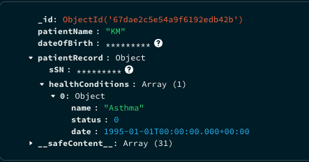 Document inserted into collection with encrypted fields