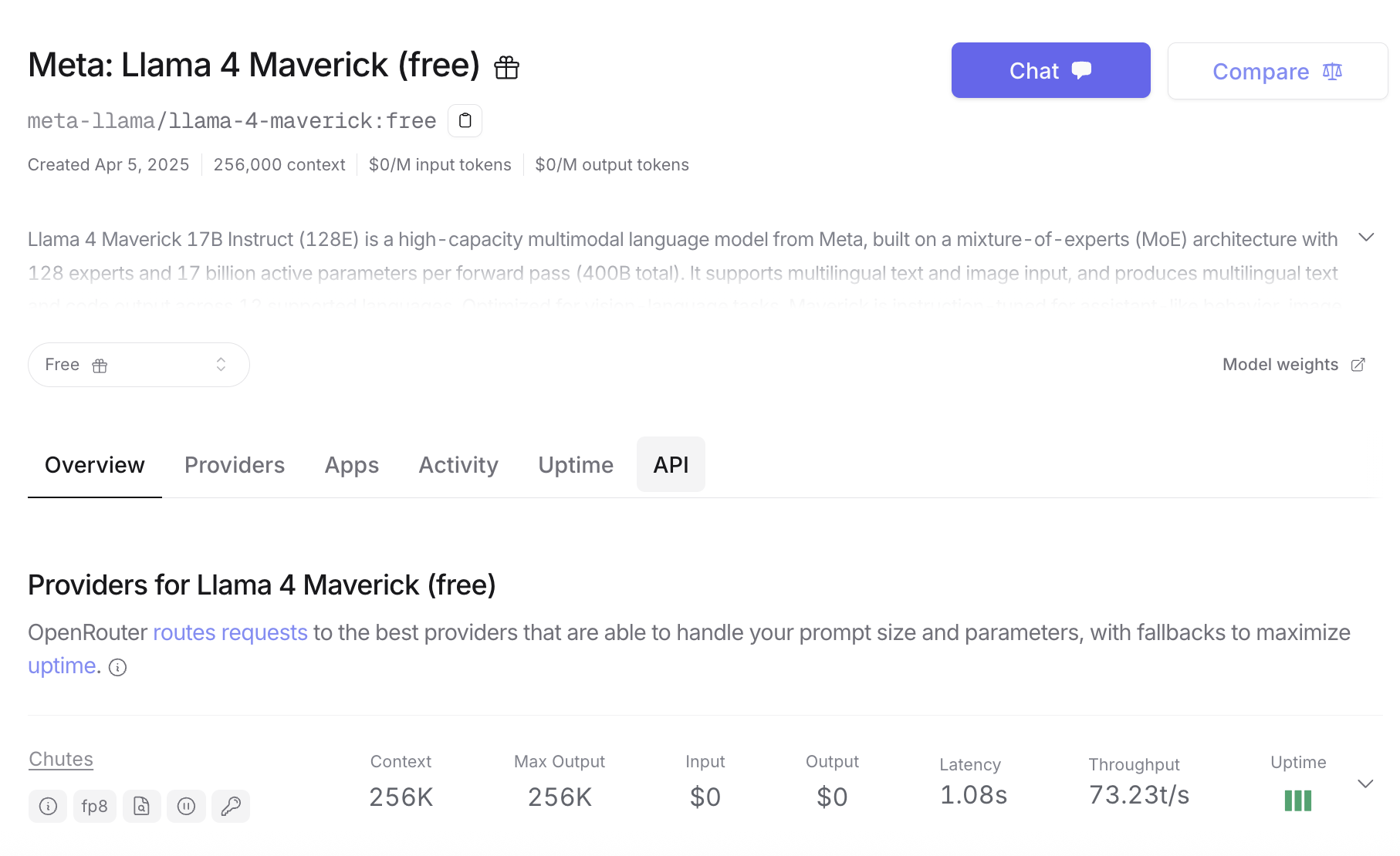 Llama 4 Maverick via OpenRouter