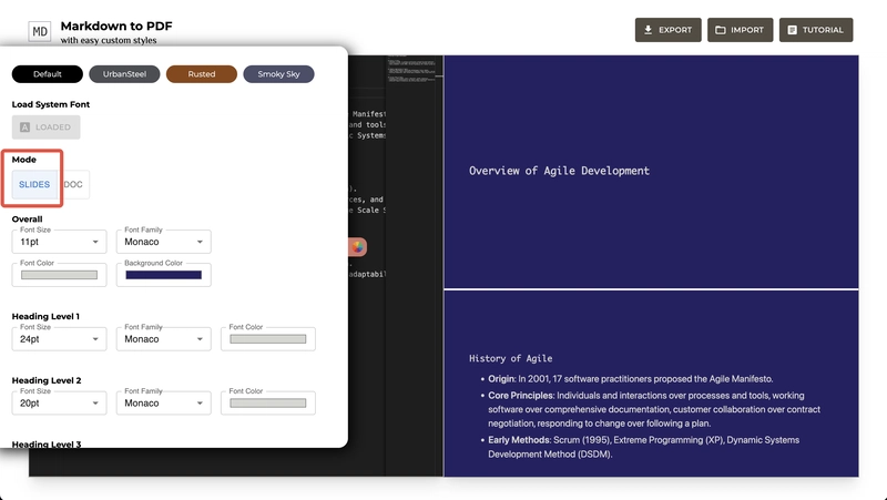 Quickly create slides using Markdown