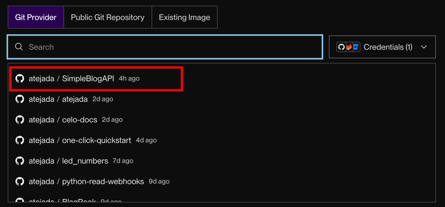Connect git repo
