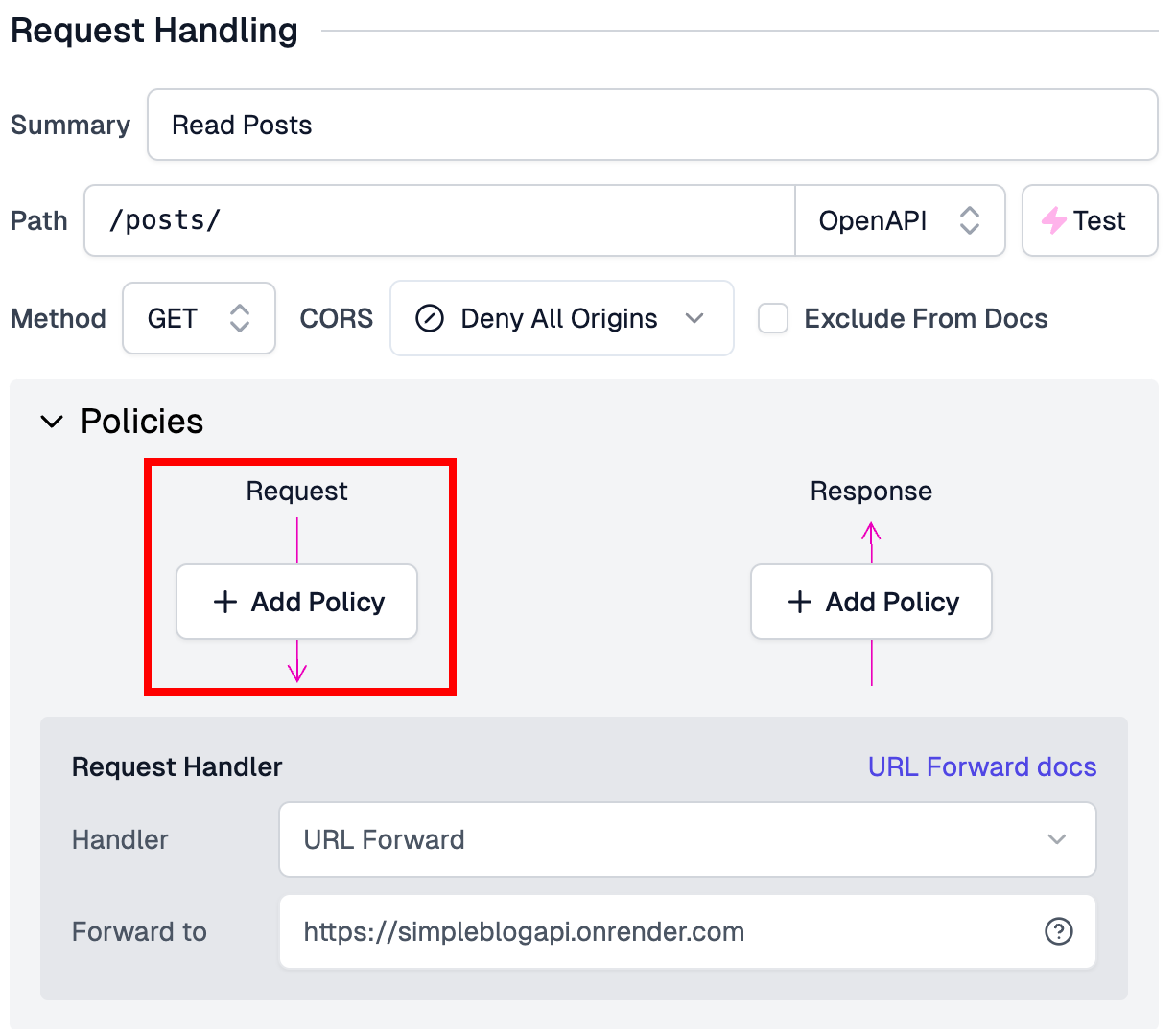 Adding policy
