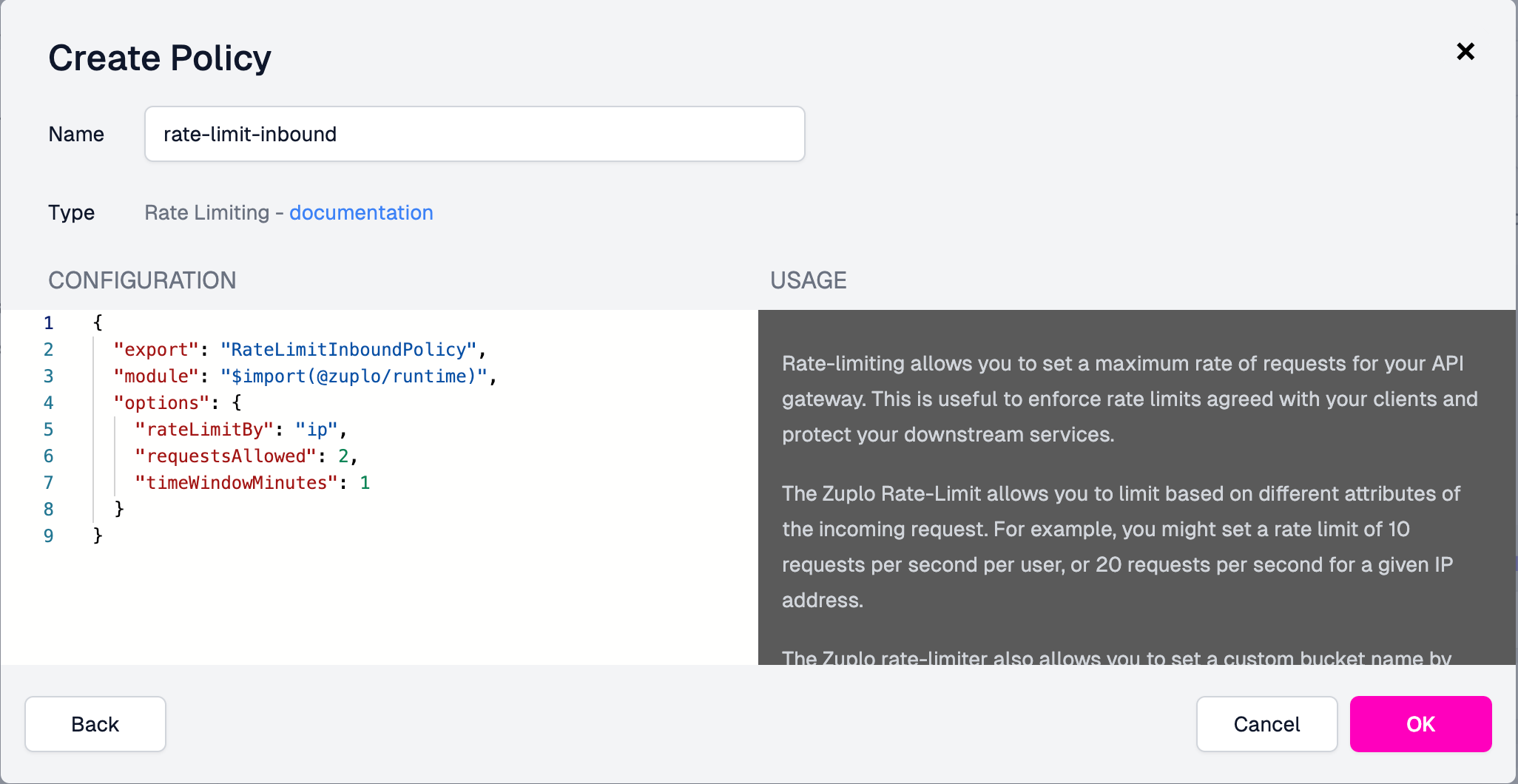 Configure policy