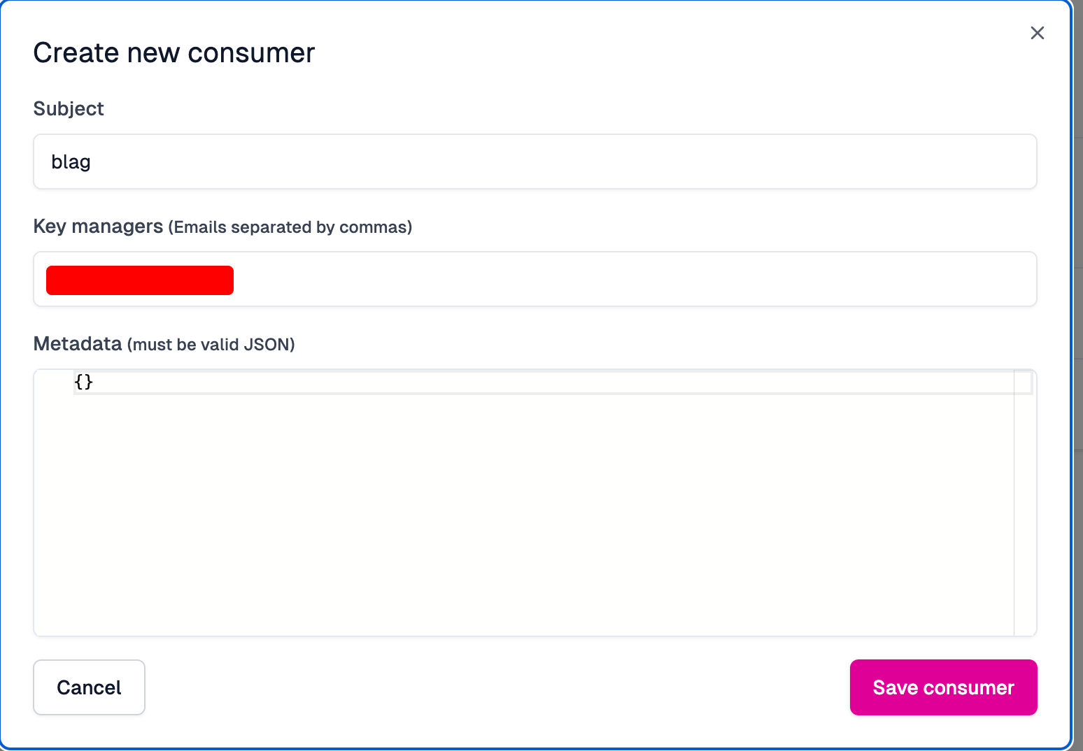Configure consumer