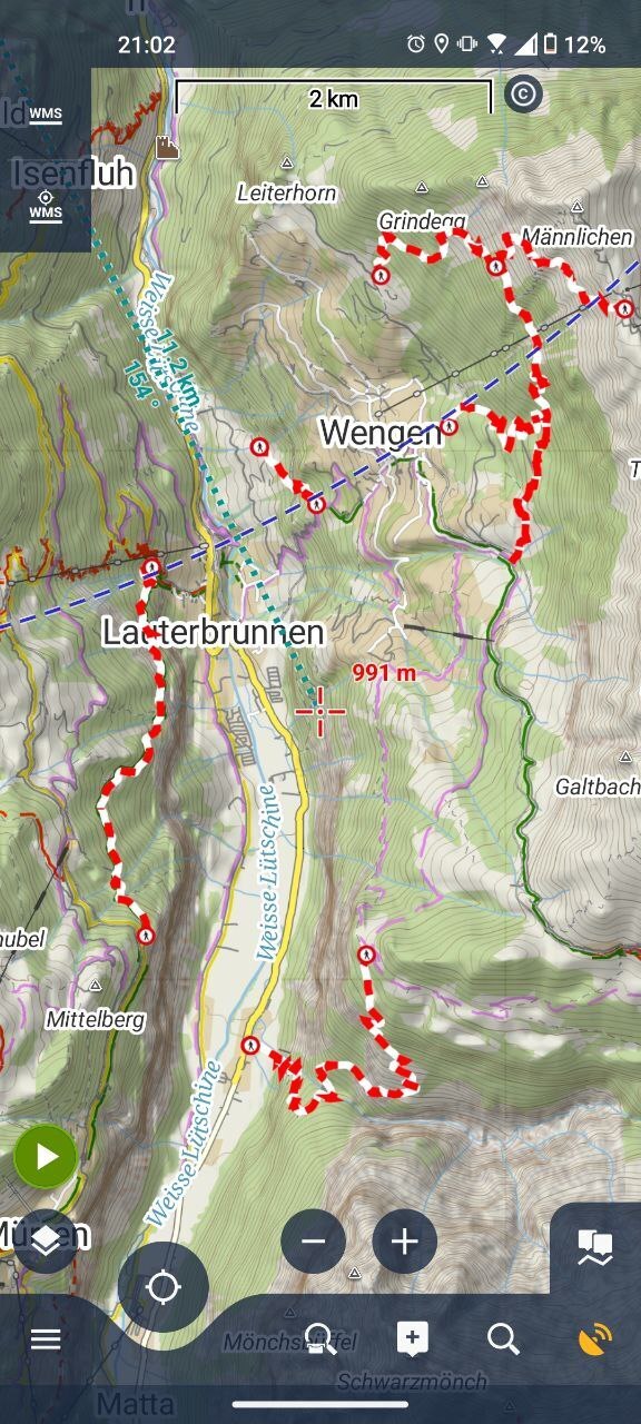Locus map with geo.admin.ch layer for wanderland-sperrungen_umleitungen