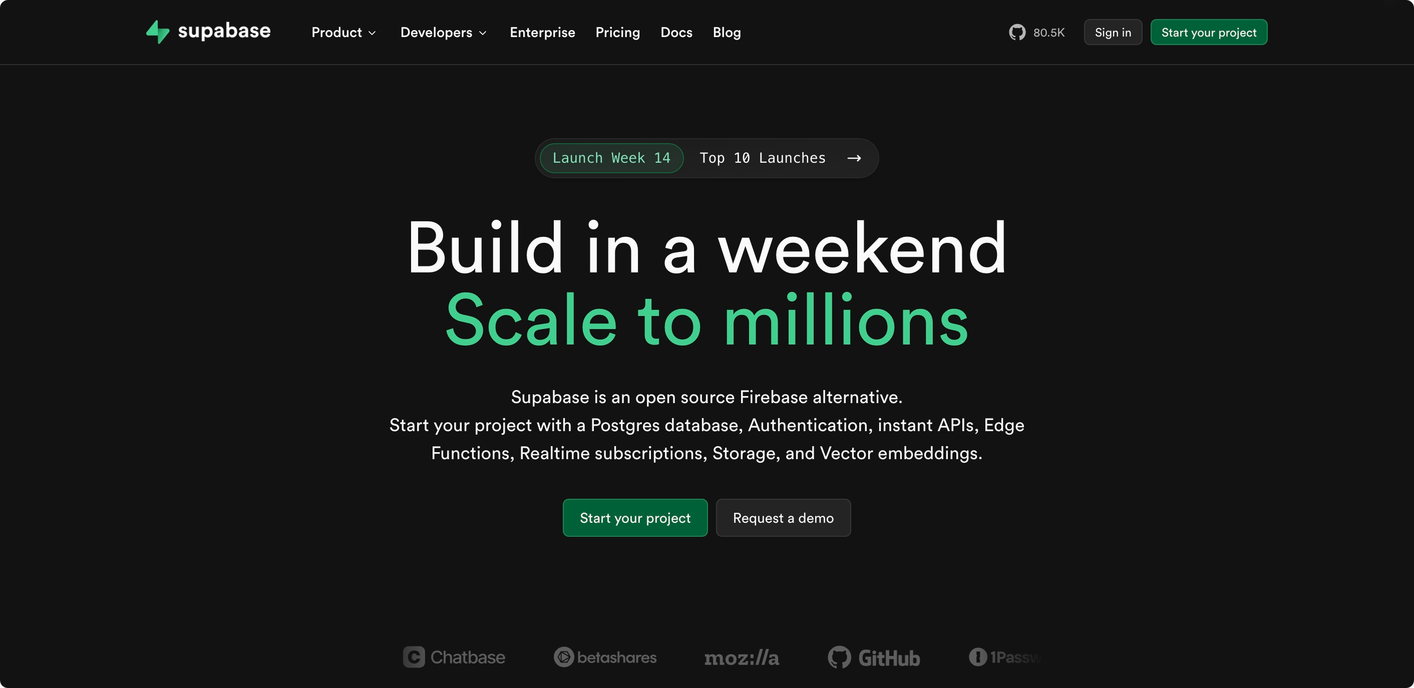 Supabase HomePage