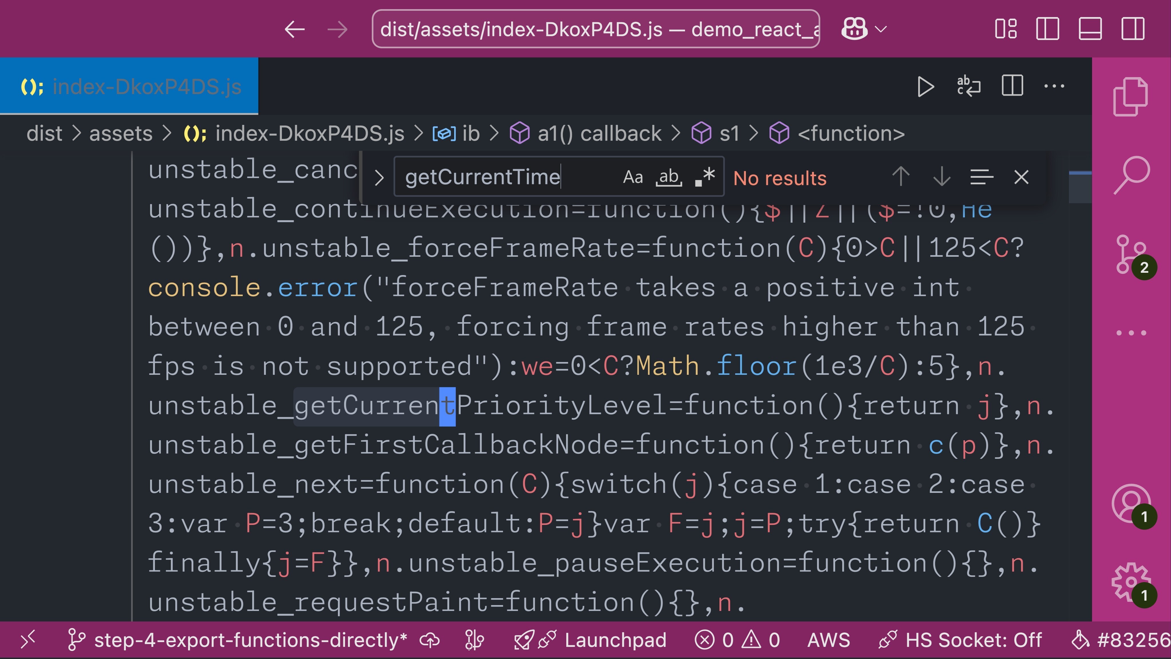 After: The bundle file without unused functions