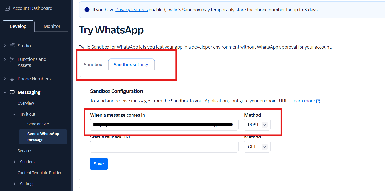 Image of Twilio sandbox