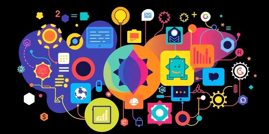 Illustrative graphic of open source web development tools.