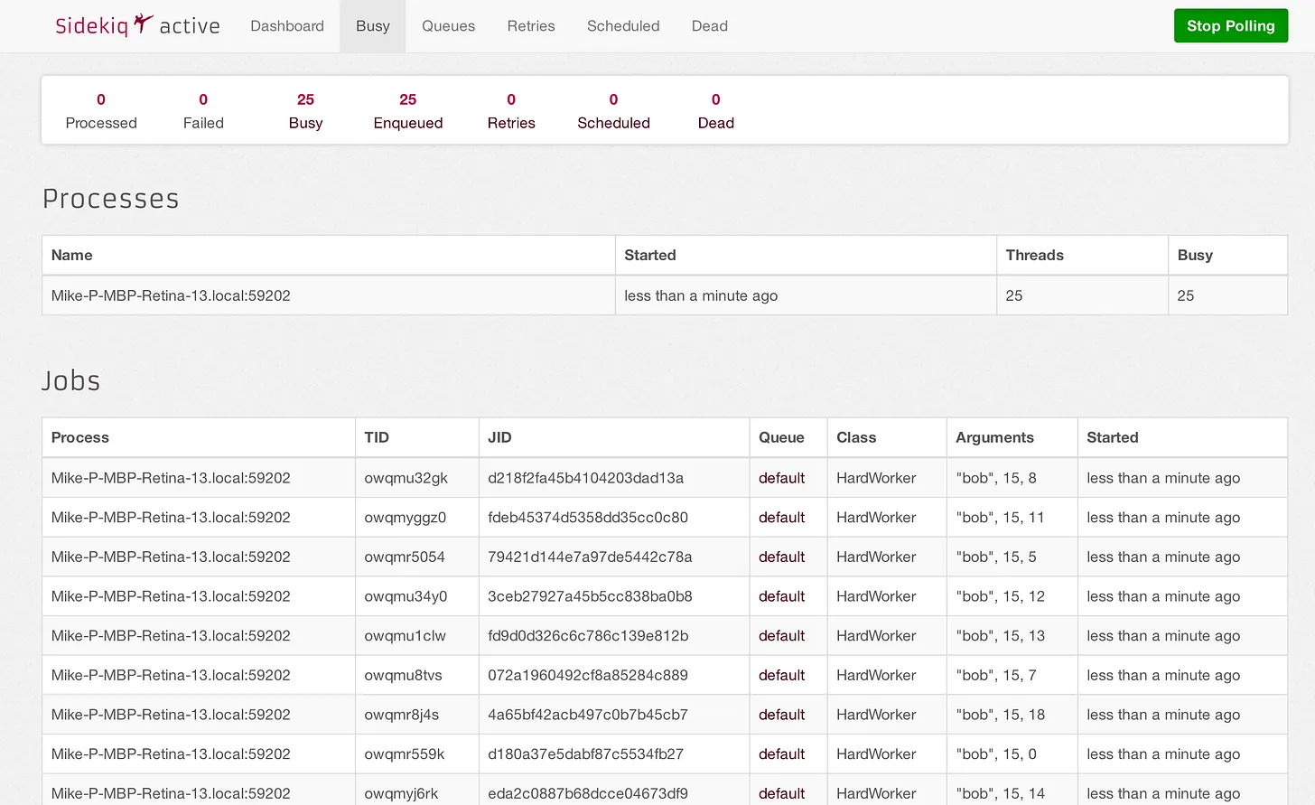 Sidekiq Dashboard