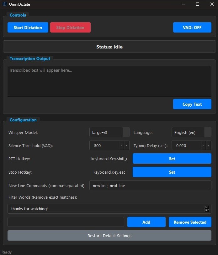 OmniDictate: Free, Local, Real-Time AI Dictation for Windows