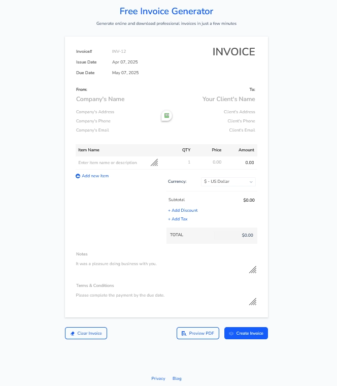Quick Online Invoice Generator: A Free Professional Tool for Freelancers