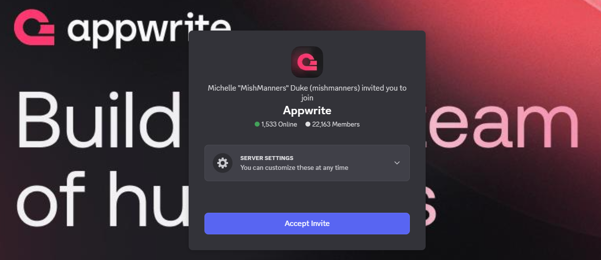 Appwrite Discord invite
