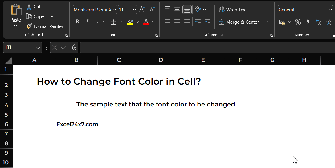 Changing Font Color in the Chosen Cell