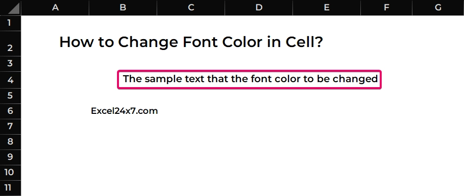 Choose the cell that you want to change the font color