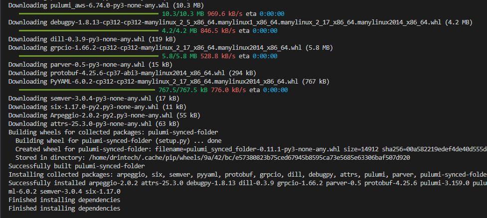 python dependencies installation