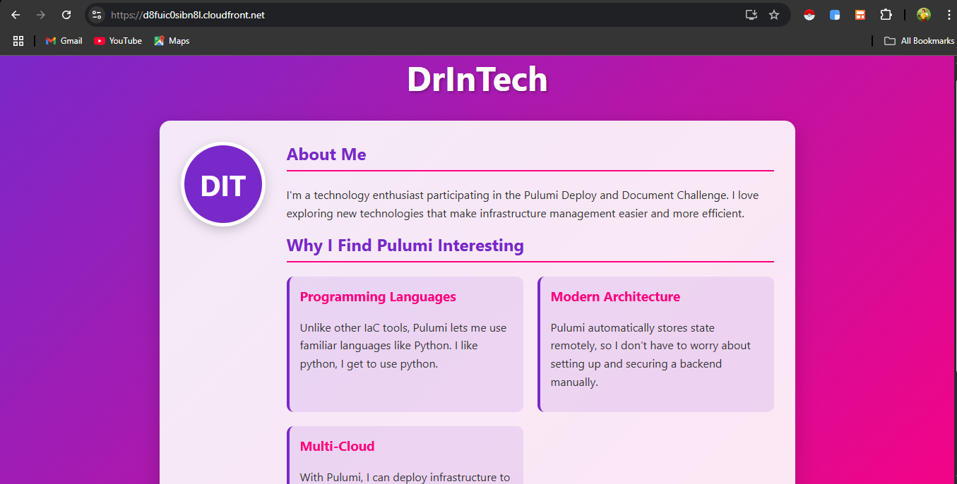 static react website