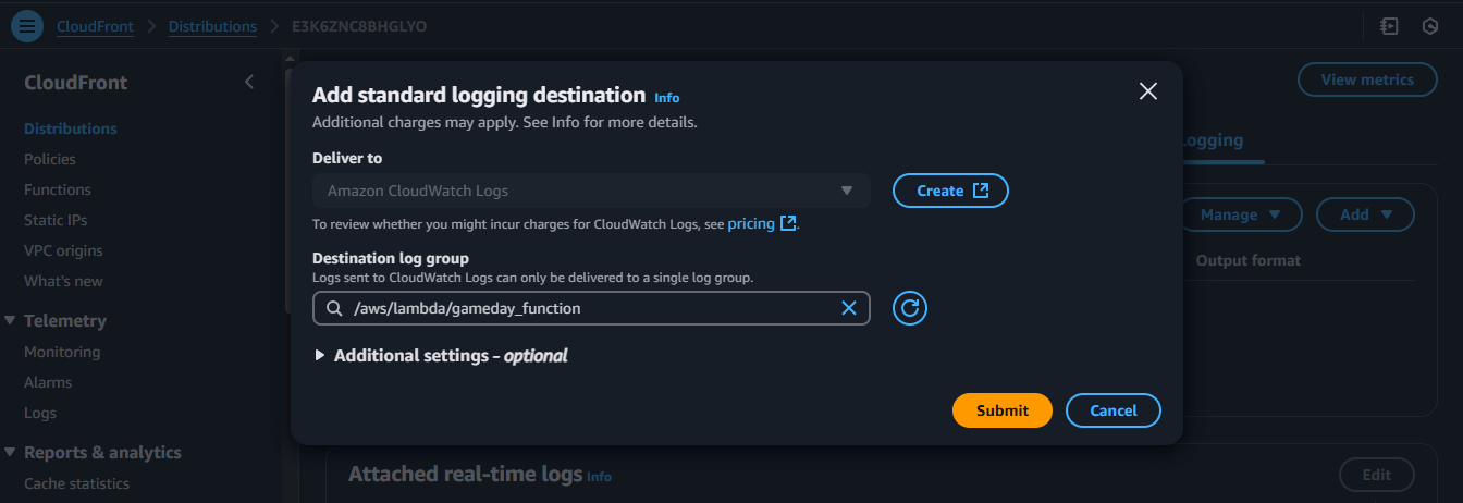 AWS CloudFront console