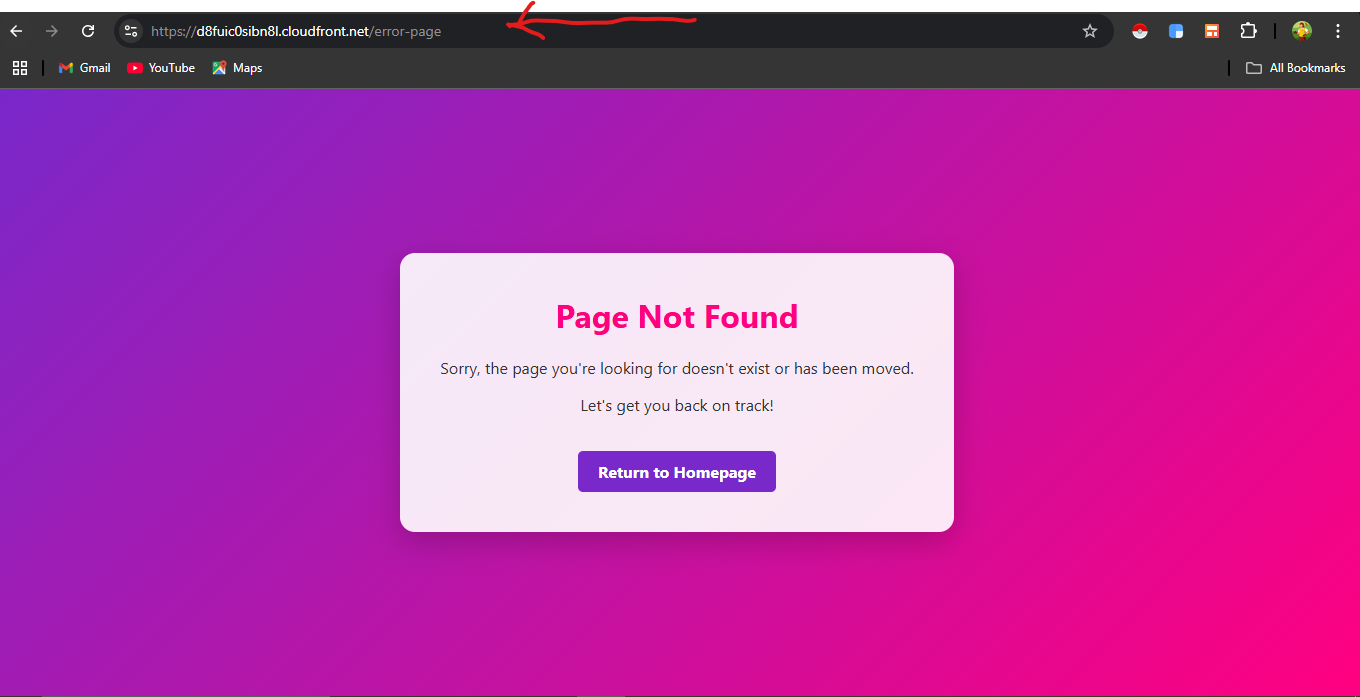 static website error page