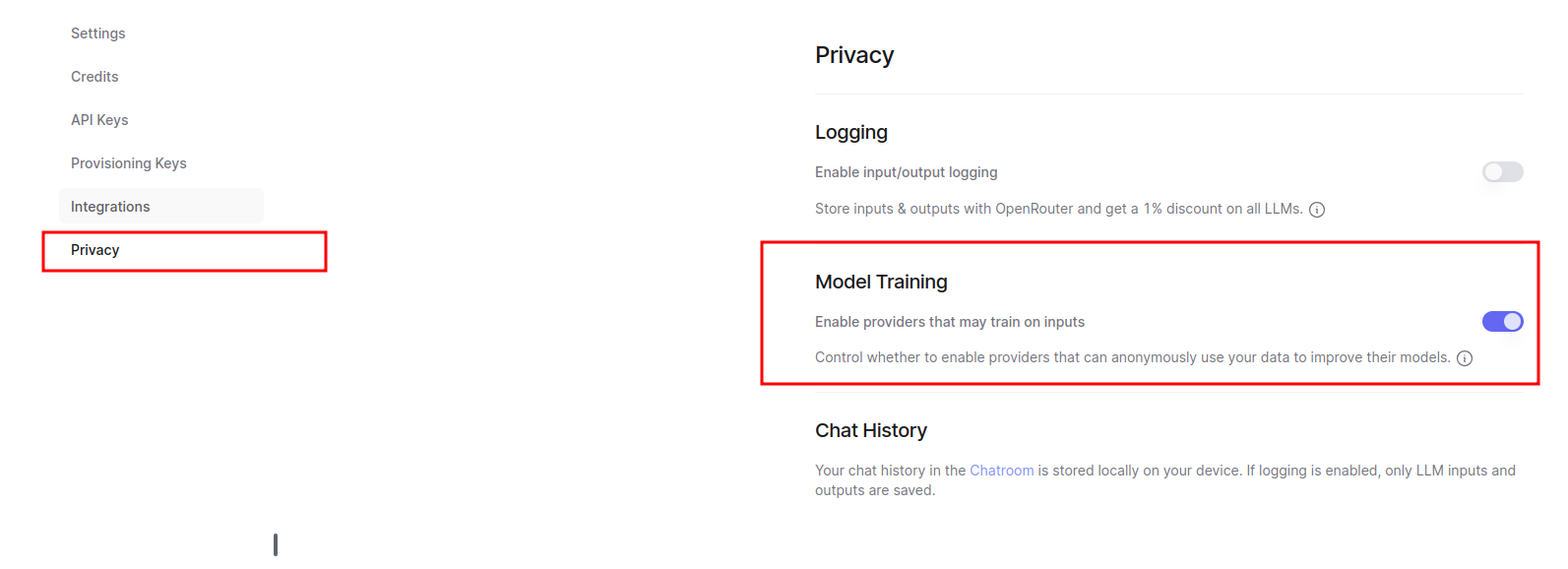 Enable the privacy option 