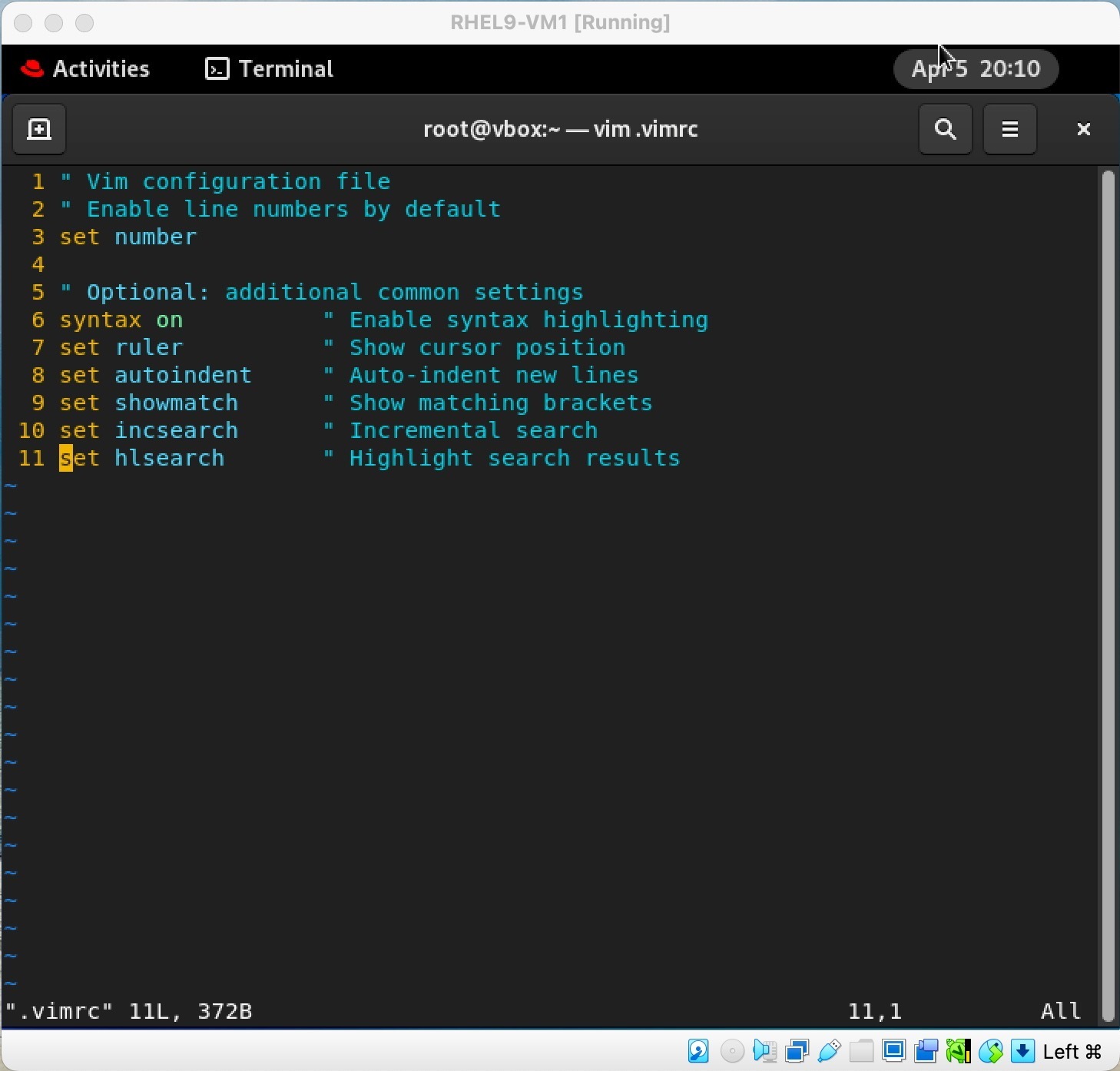 vimrc file content