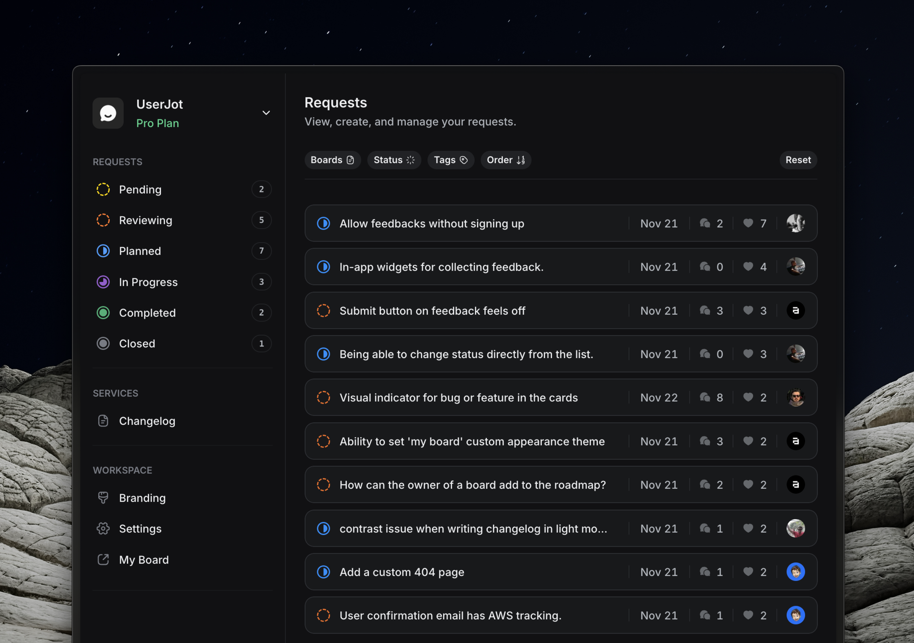 UserJot Dashboard