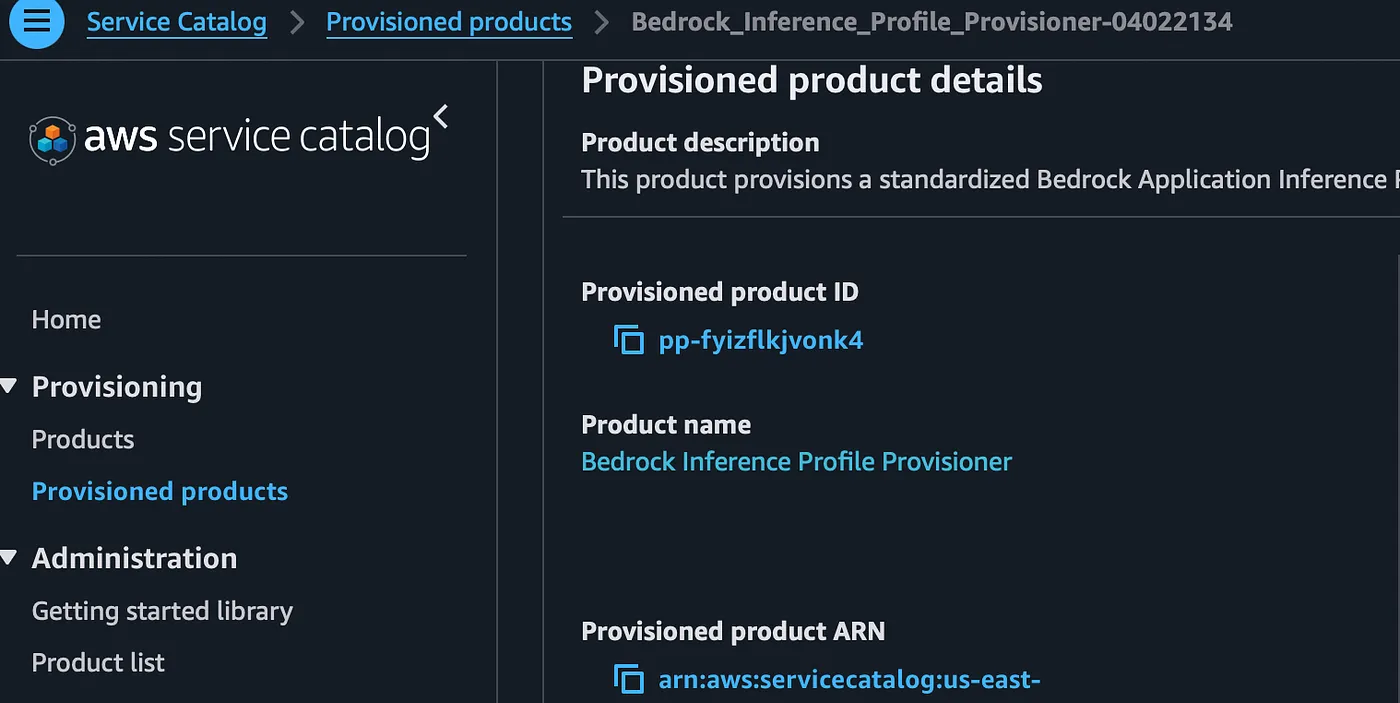 Provisioned Product details