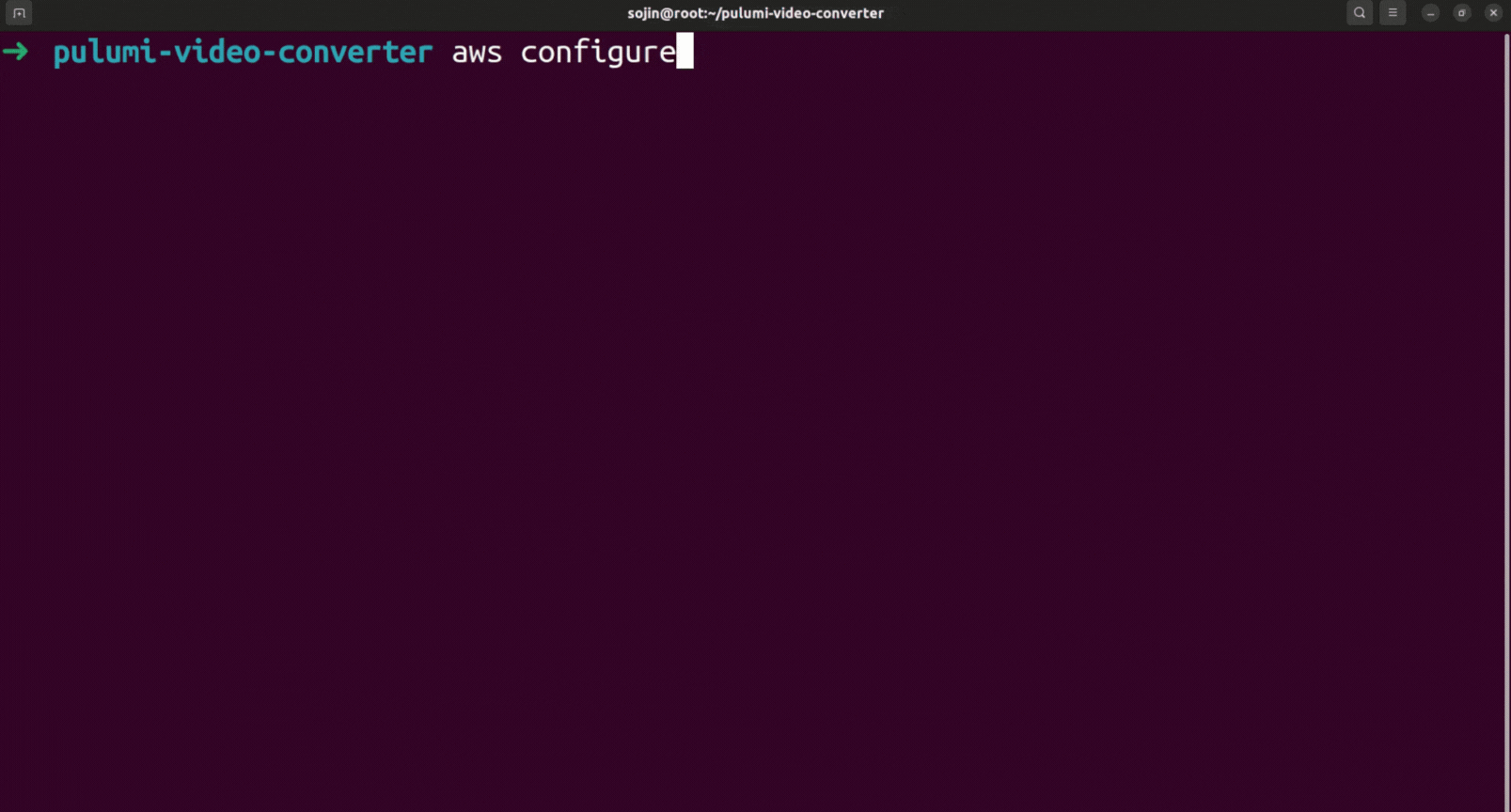 aws configure command set up