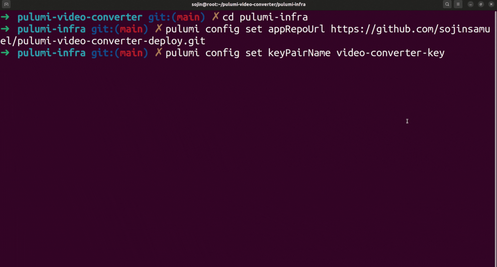 COnfigure pulumi aws key name