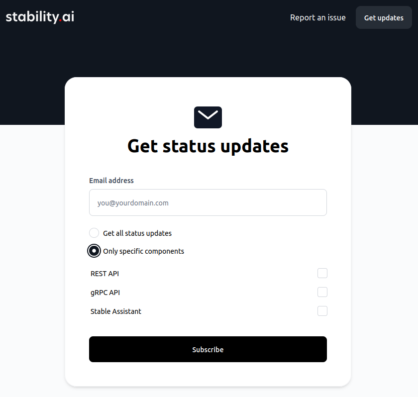 Subscribe to specific components on the status page itself