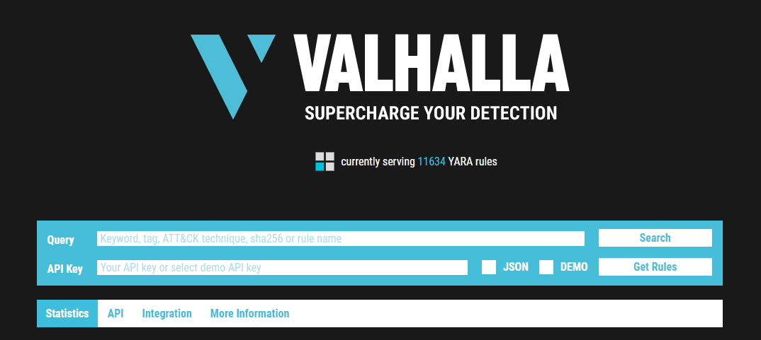 A picture displaying the search menu for the Valhalla tool.