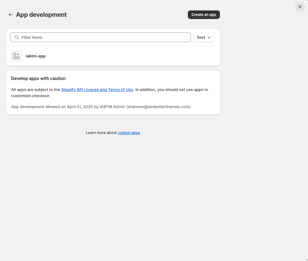 Create App Screen