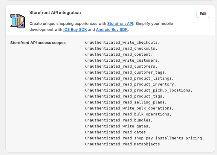 Scopes of the StoreFront API