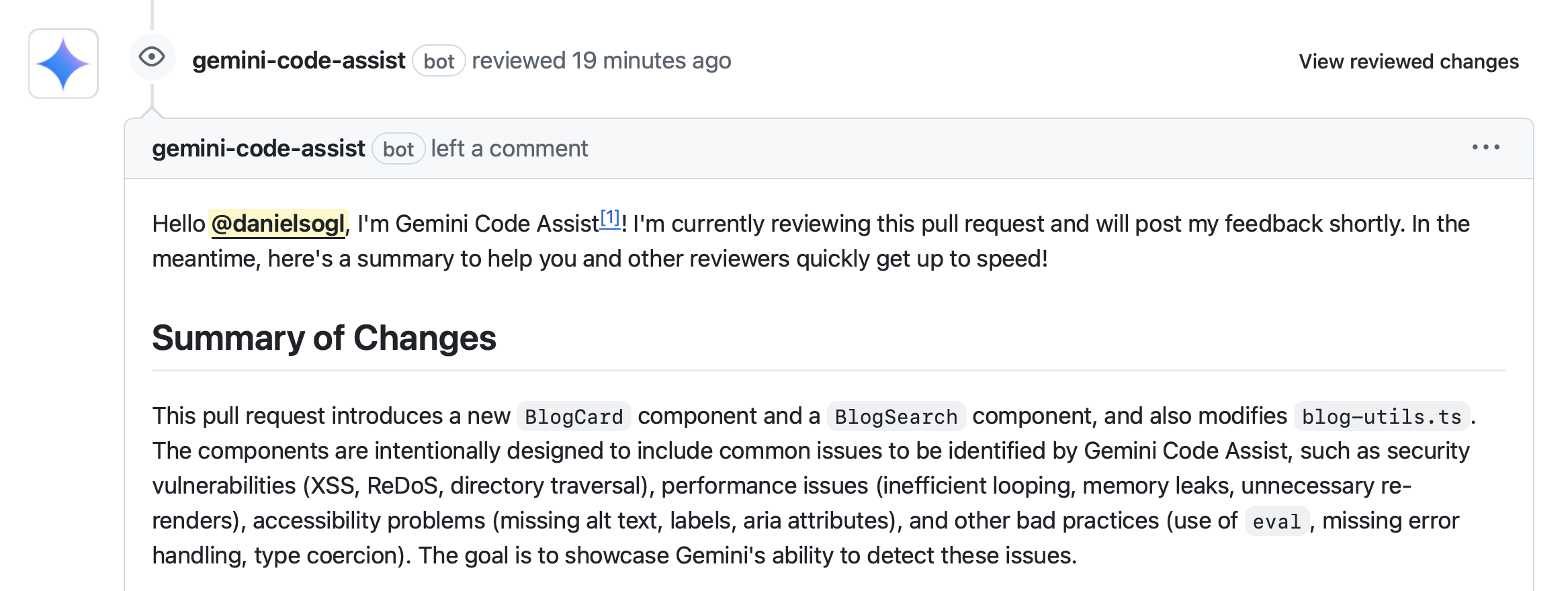 Pull Request Summary Screenshot