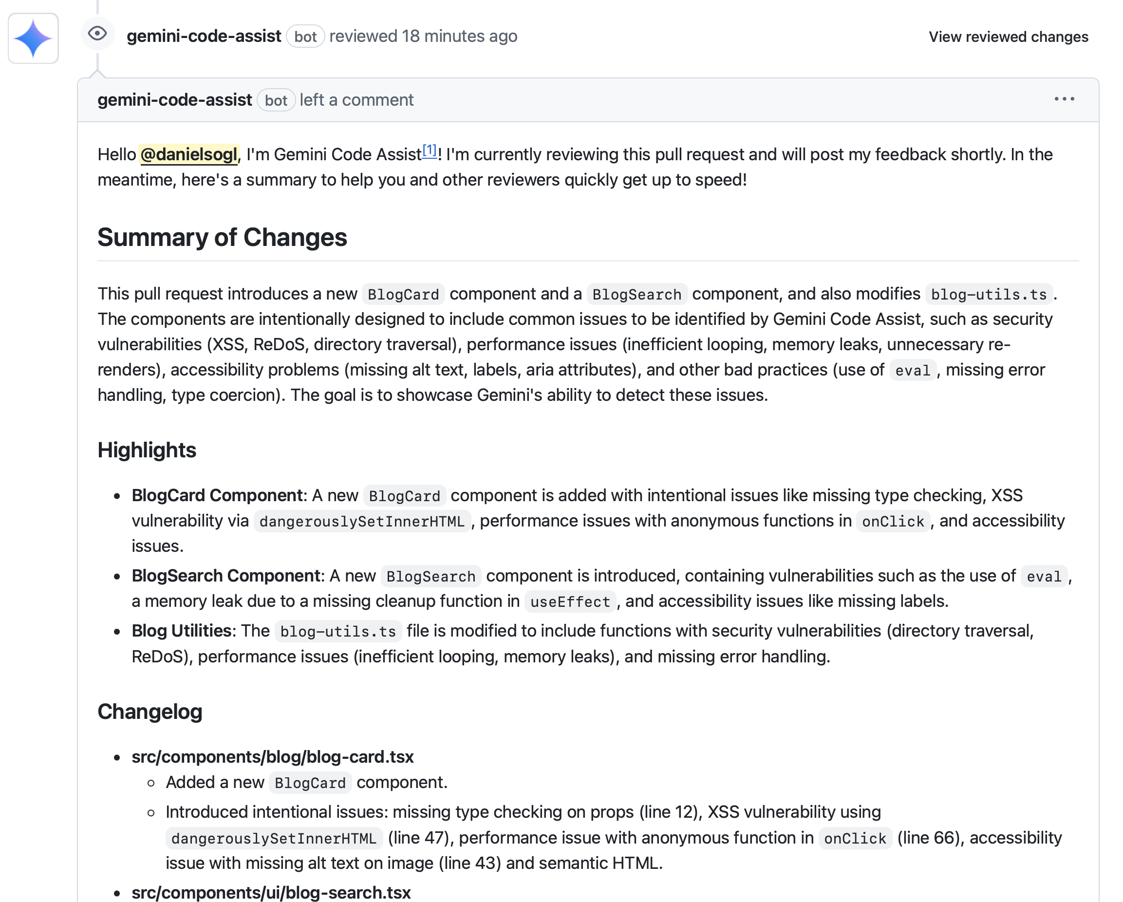Pull Request Summary Screenshot