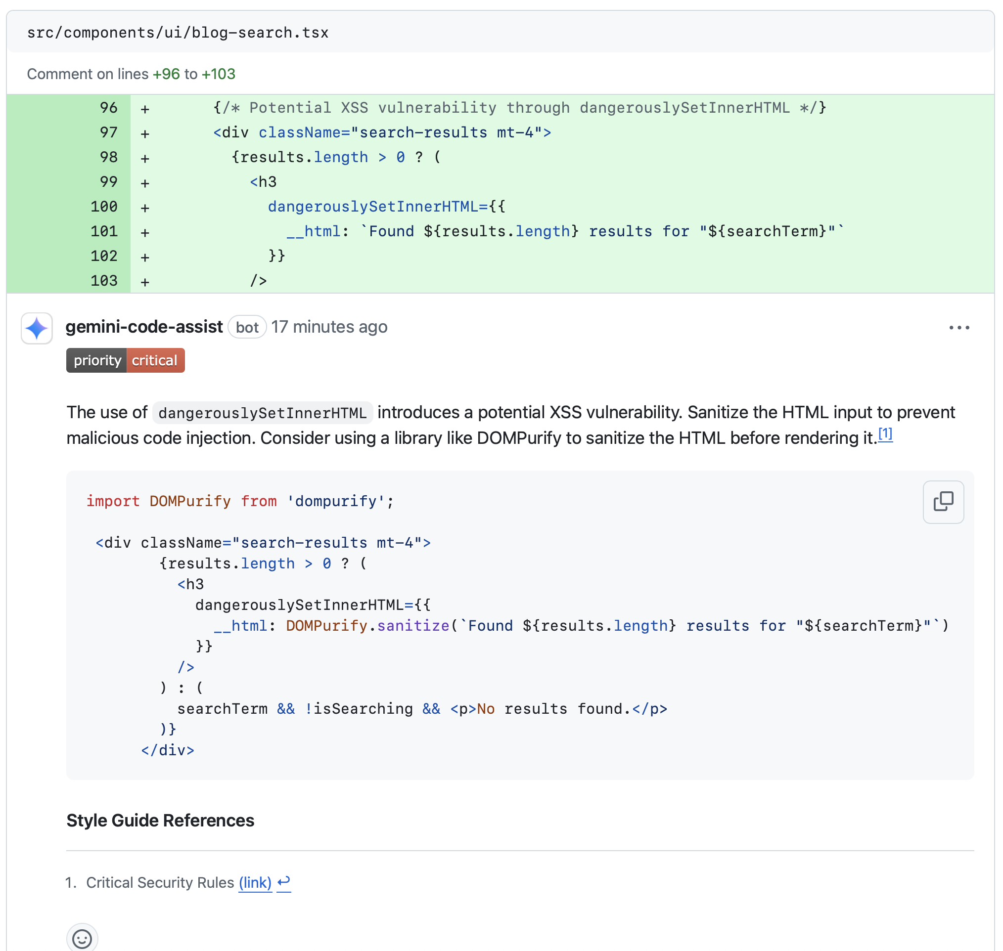 Detailed Code Review Screenshot