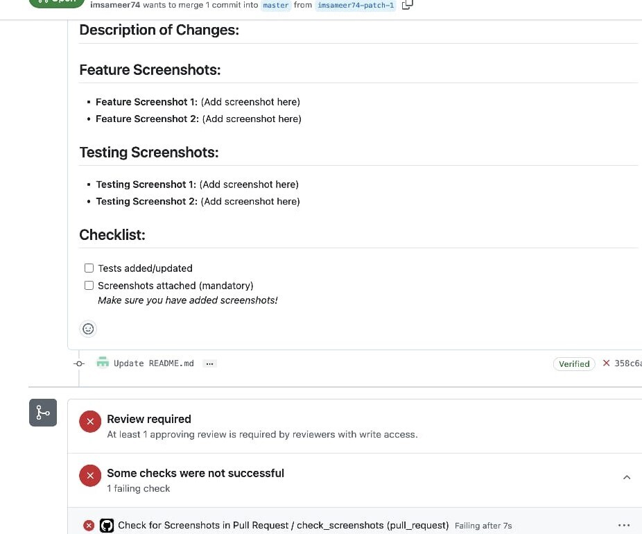 check is getting failed without screenshot