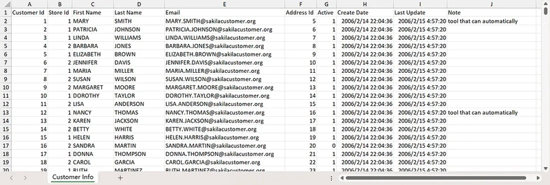 One-click import of Excel to database