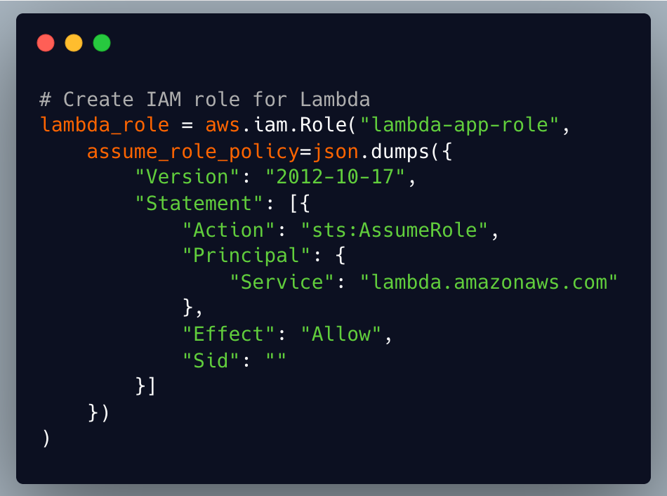 Create IAM role for Lambda