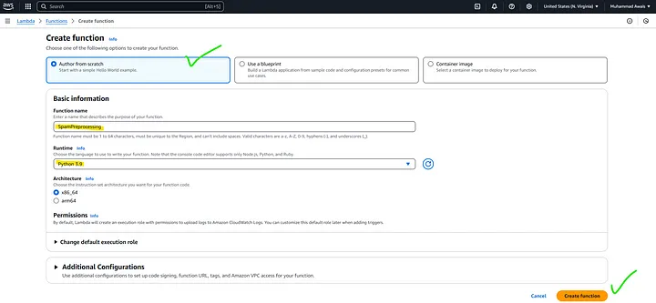 Create a Lambda Function (Python 3.9) — AWS Lambda Console